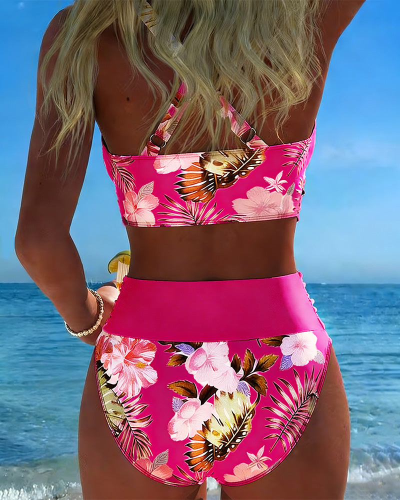 Marta | Contrast Floral Bikini Roos