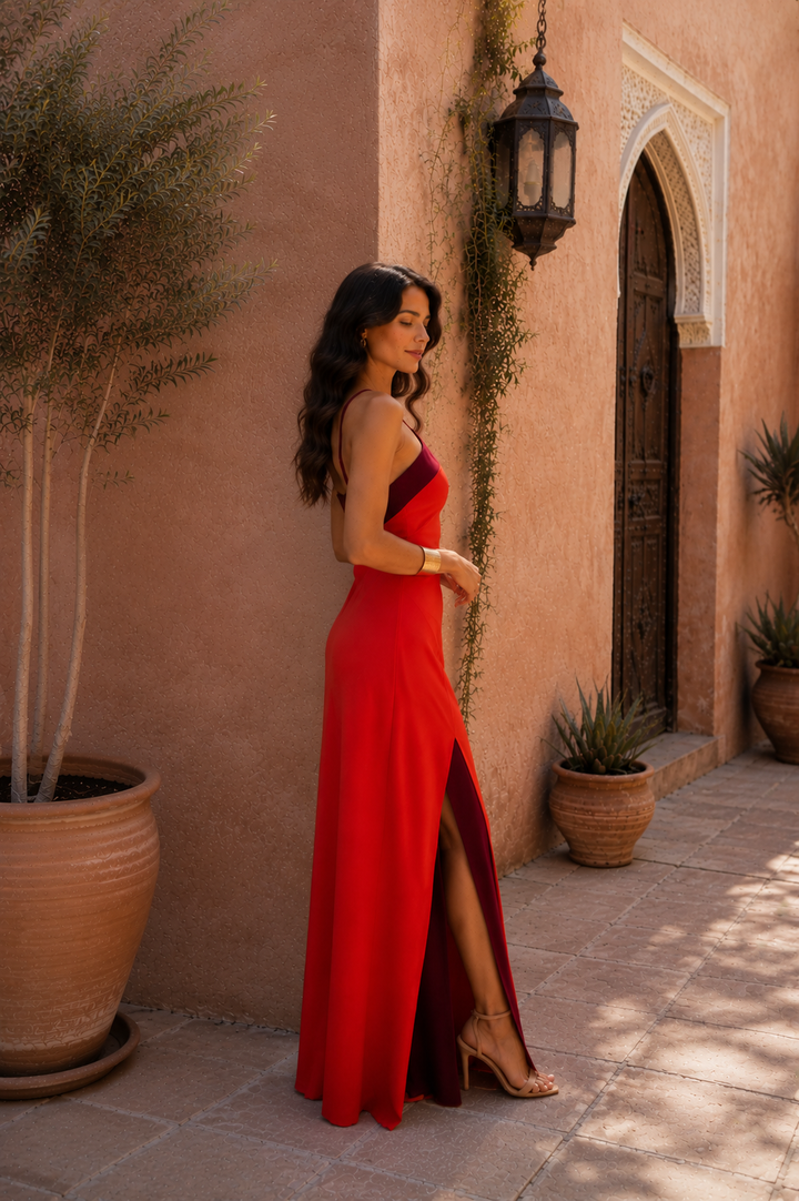Simone | Long halter dress with slit