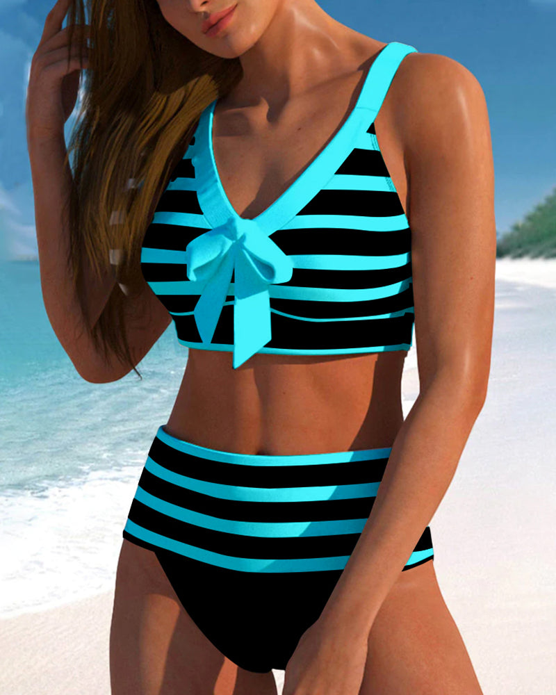 Martina | High-Waisted Striped Bikini