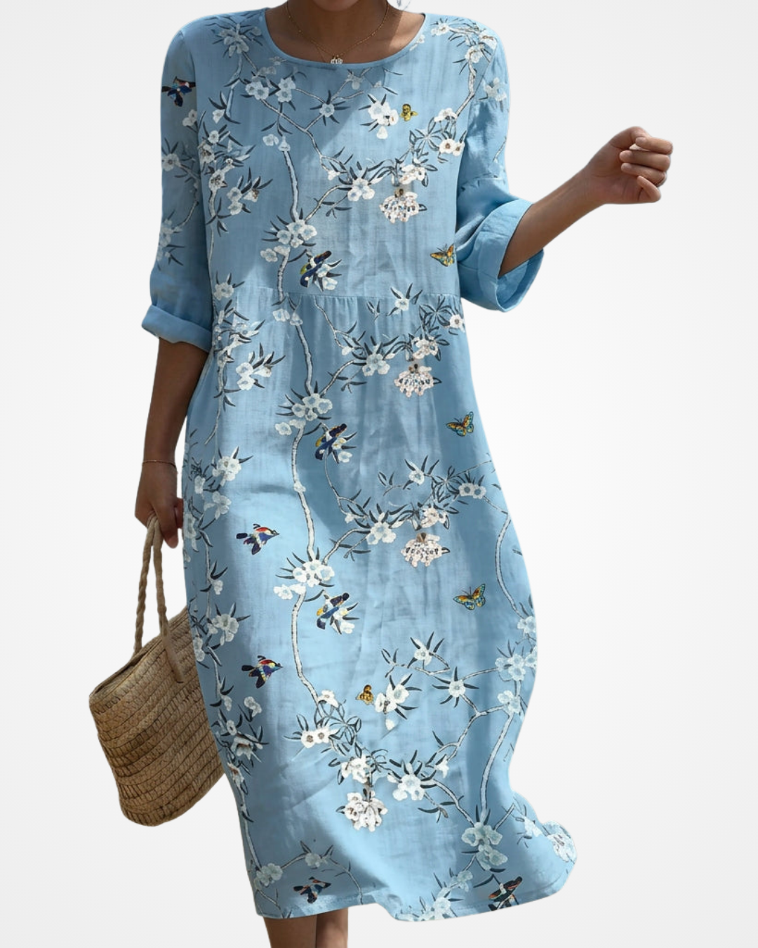 Palesa | Maxi Dress with Round Neck and Embroidery