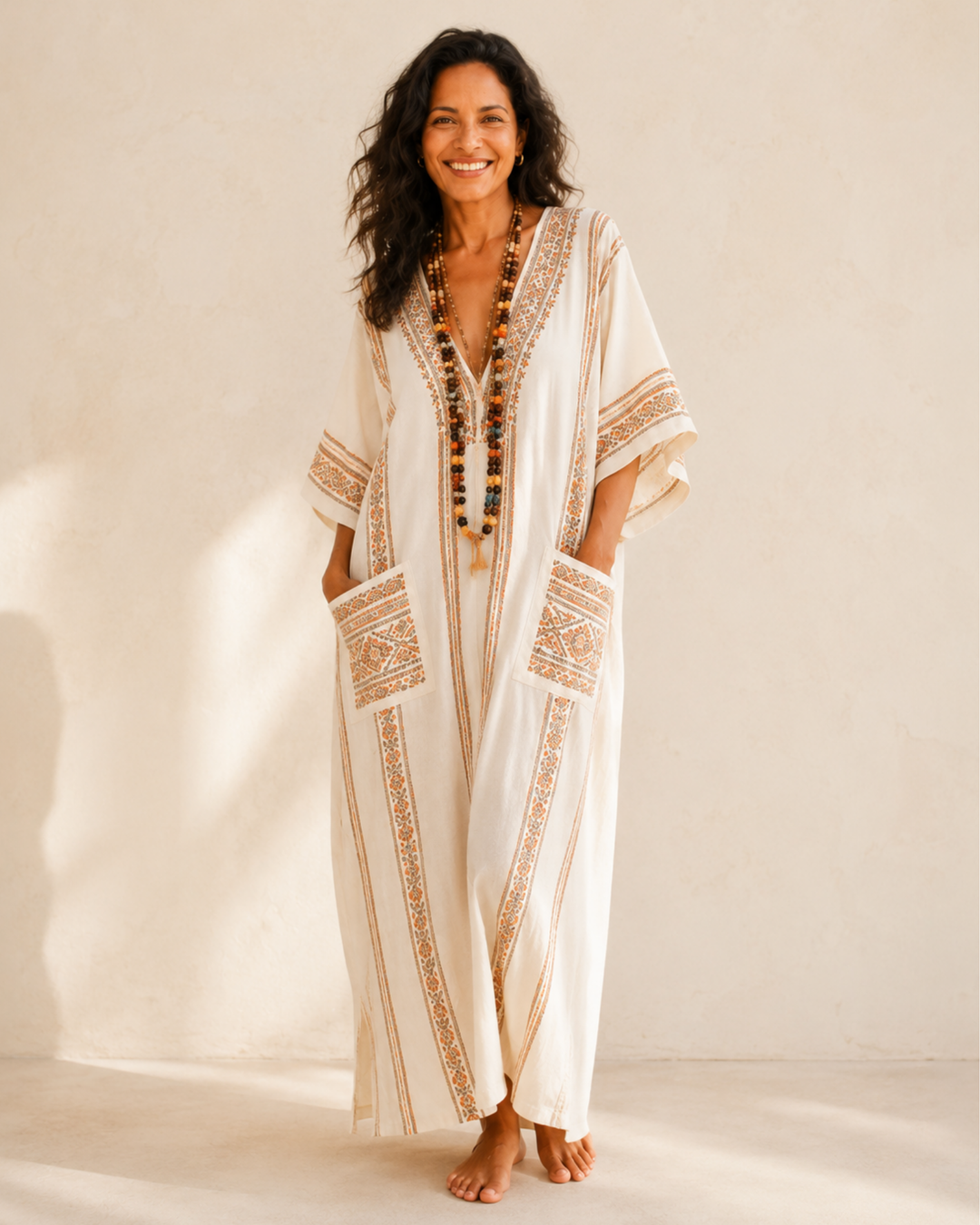 Dalia Ethnic Beige Caftan
