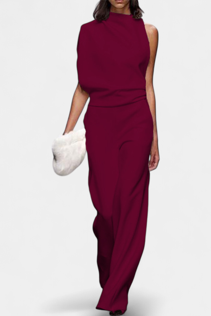 Etta | Asymmetrical Fluid Leg Jumpsuit