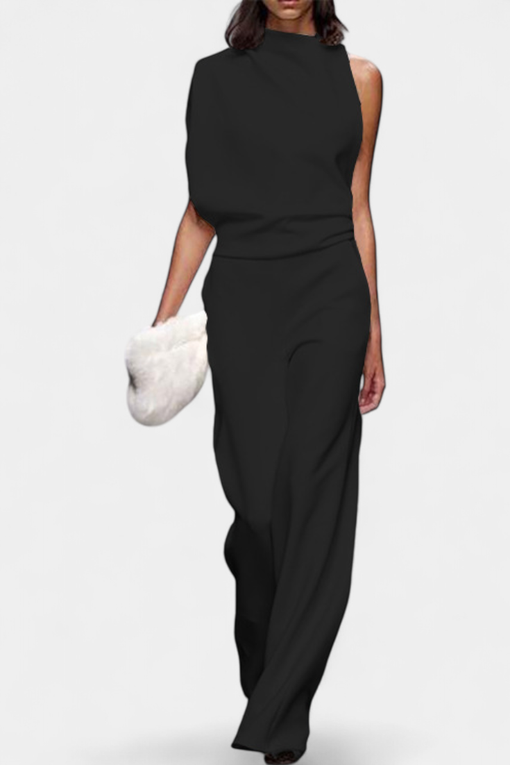 Etta | Asymmetrical Fluid Leg Jumpsuit
