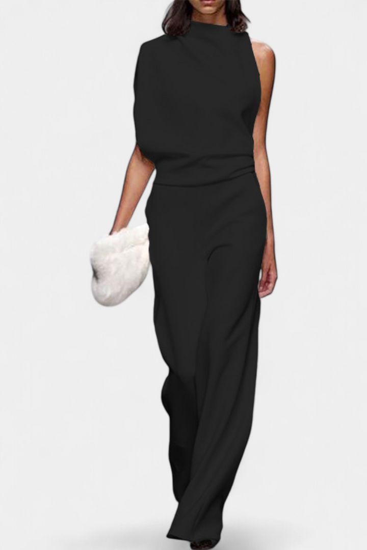 Etta | Asymmetrical Fluid Leg Jumpsuit
