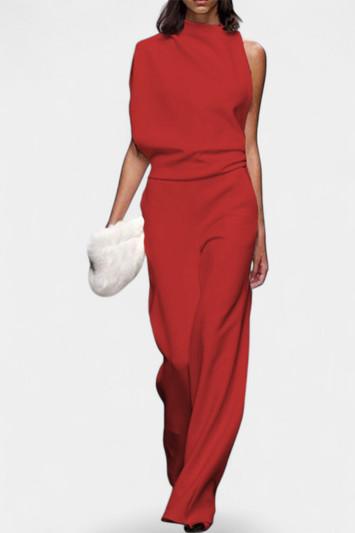 Etta | Asymmetrical Fluid Leg Jumpsuit