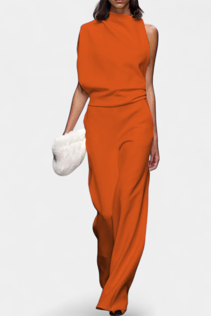 Etta | Asymmetrical Fluid Leg Jumpsuit
