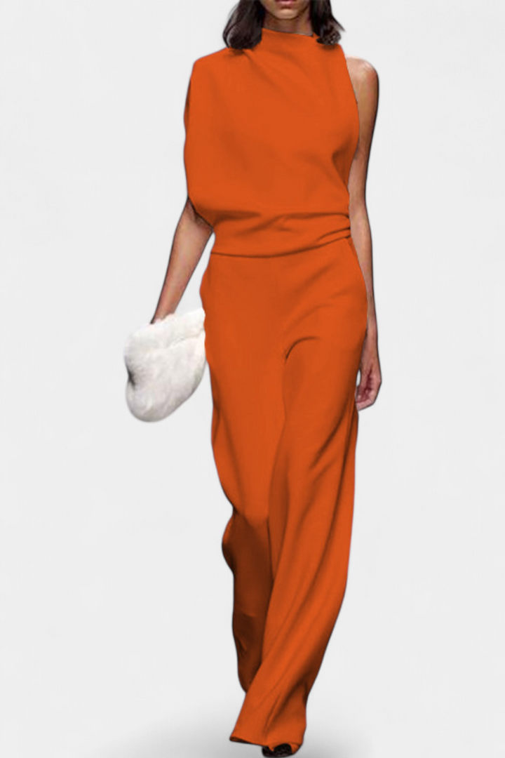 Etta | Asymmetrical Fluid Leg Jumpsuit