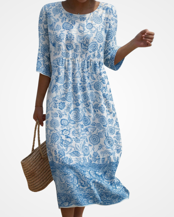 Refilwe | Maxi Dress with Round Neckline and Embroidery