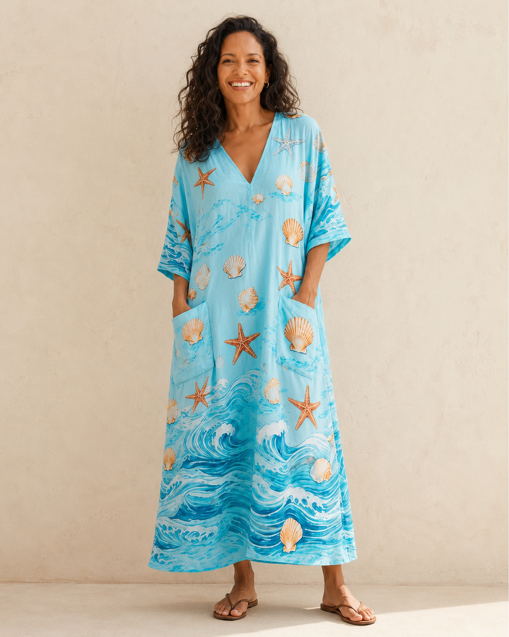 Lucía Turquoise Marine Caftan