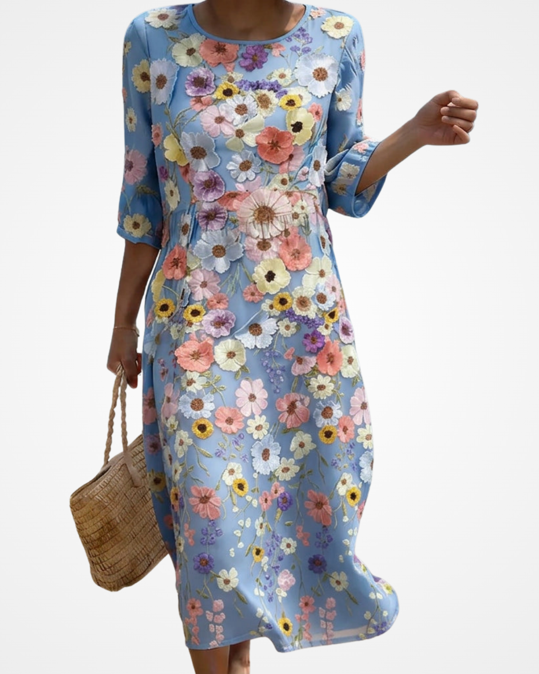Kirsten | Comfortable and Elegant Midi Dress with Embroidery
