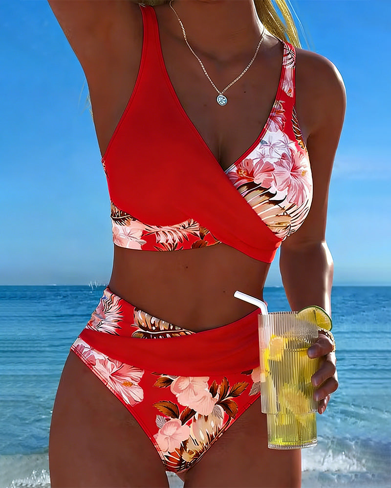 Marta | Contrast Floral Bikini Roos