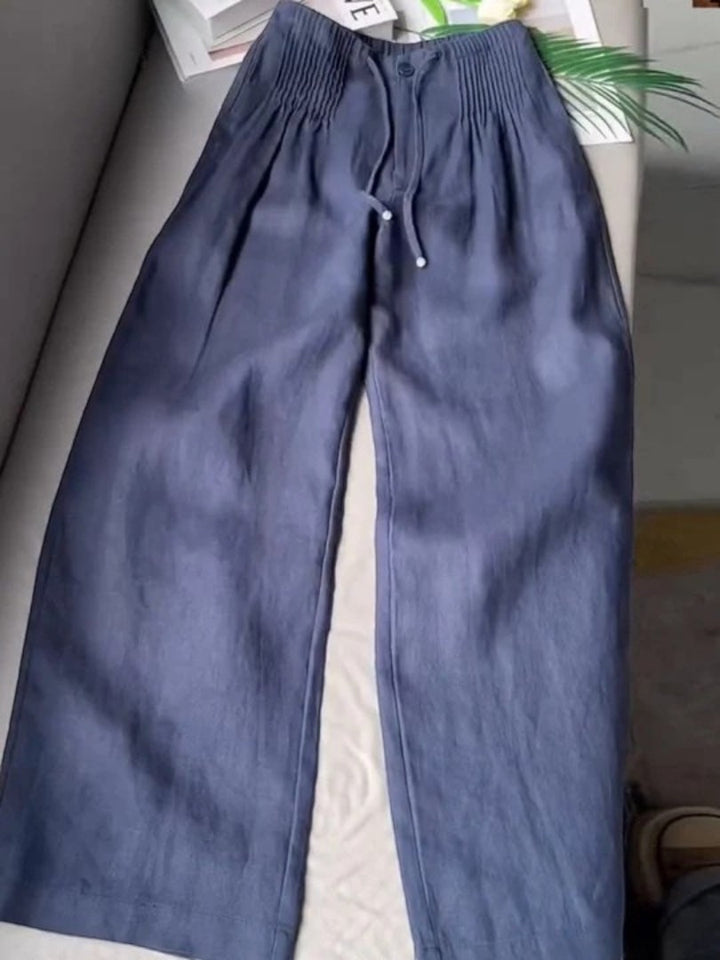 Camille | Wide-Leg Cotton-Linen Pants