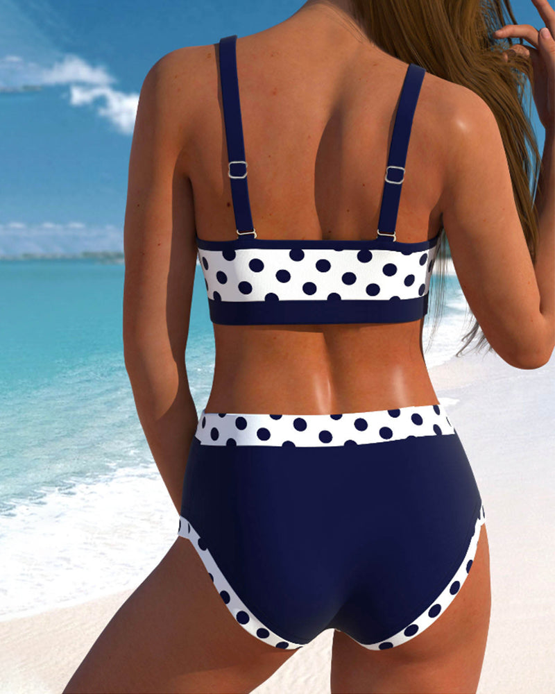 Natalia | High-Waisted Bikini with Stripes and Patchwork Design
