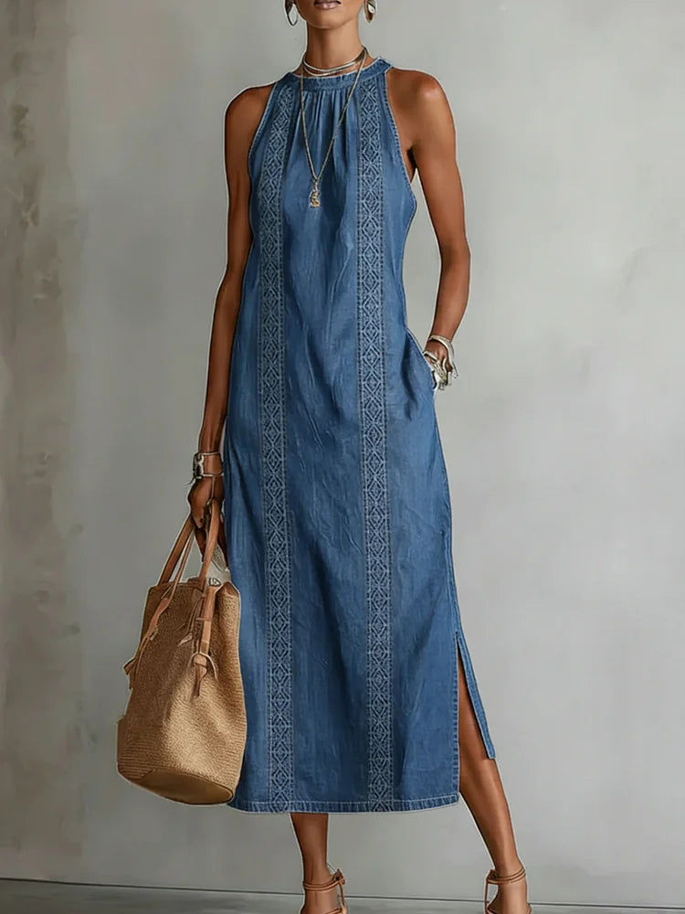 Xoliswa | Soline | Abito in denim con pizzo rétro