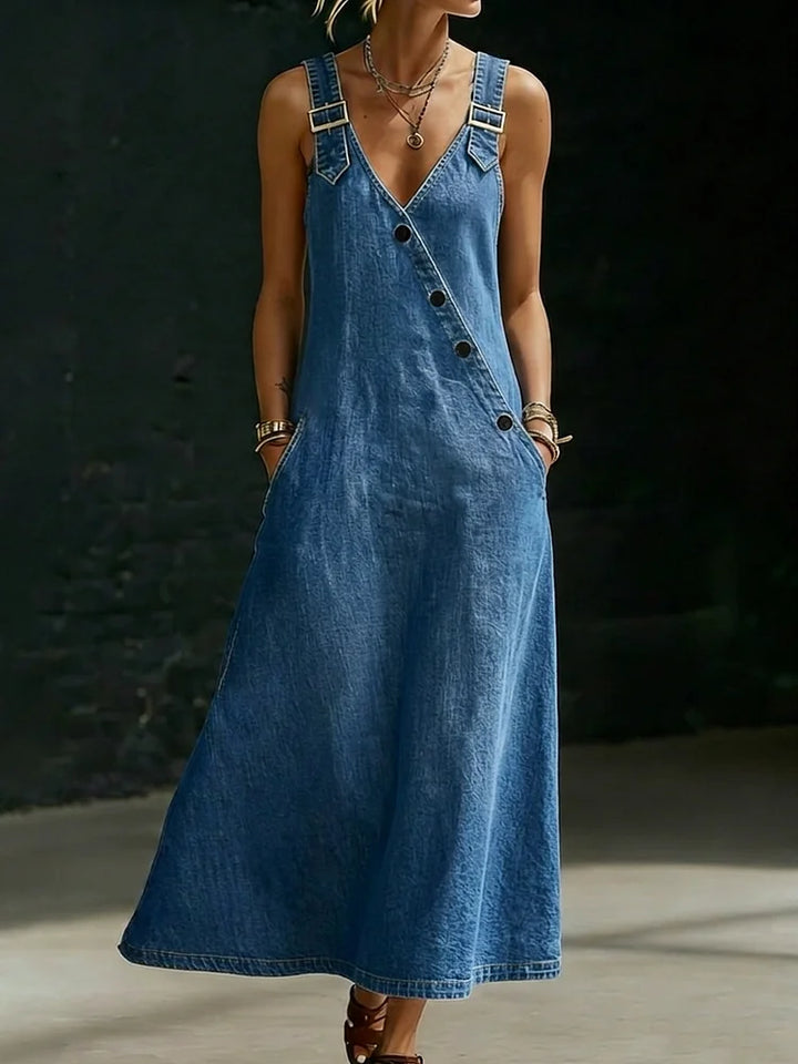 Thandi | Lalie | Abito lungo in denim con bottoni