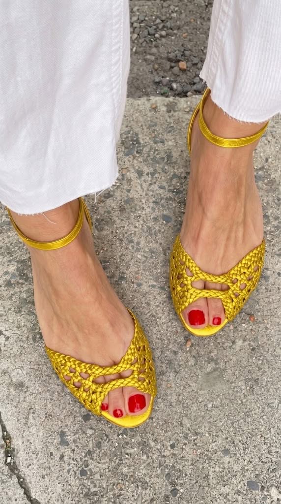 Palesa | Golden Woven Flat Sandals