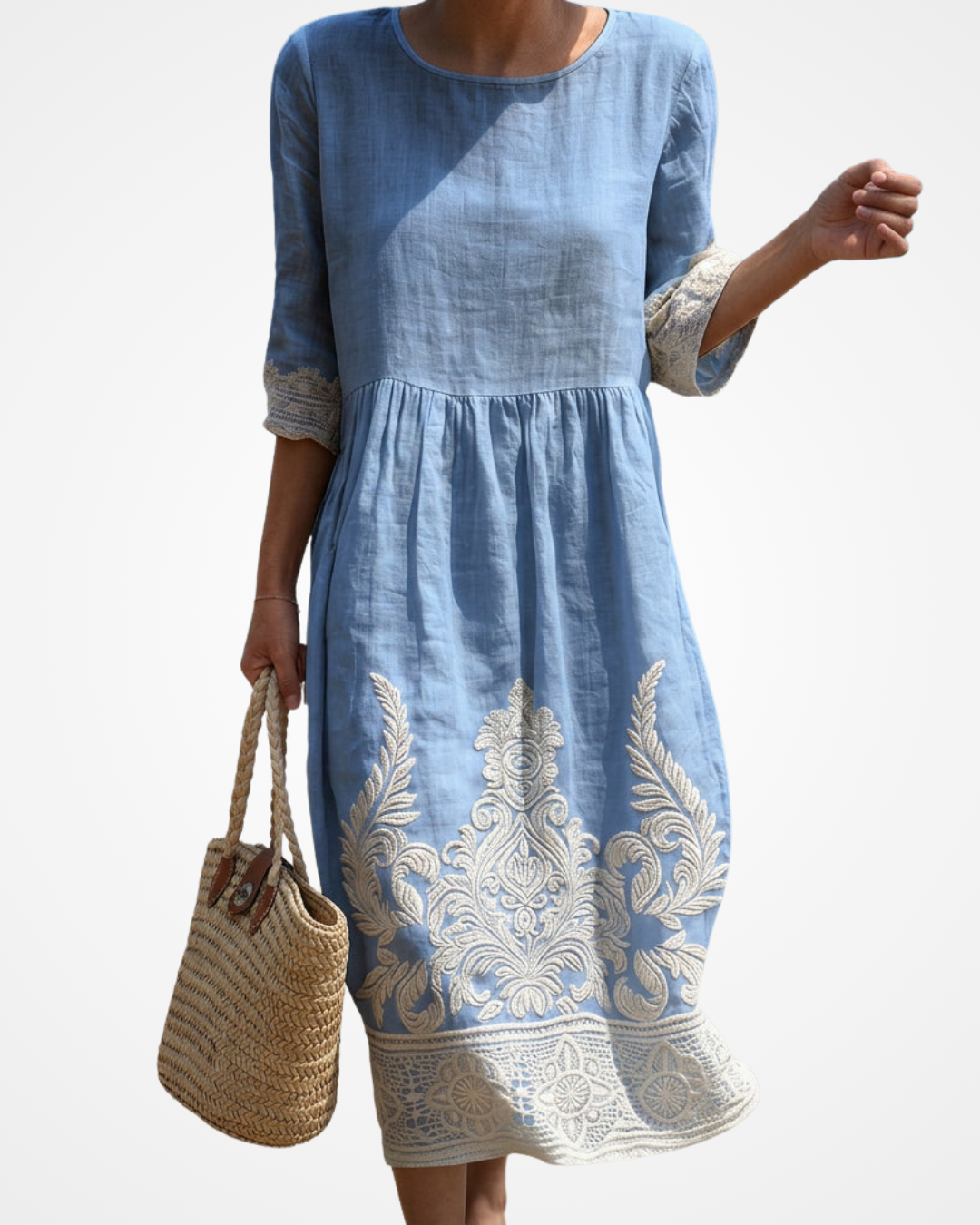 Zanele | Dress with Plant and Flower Embroidery