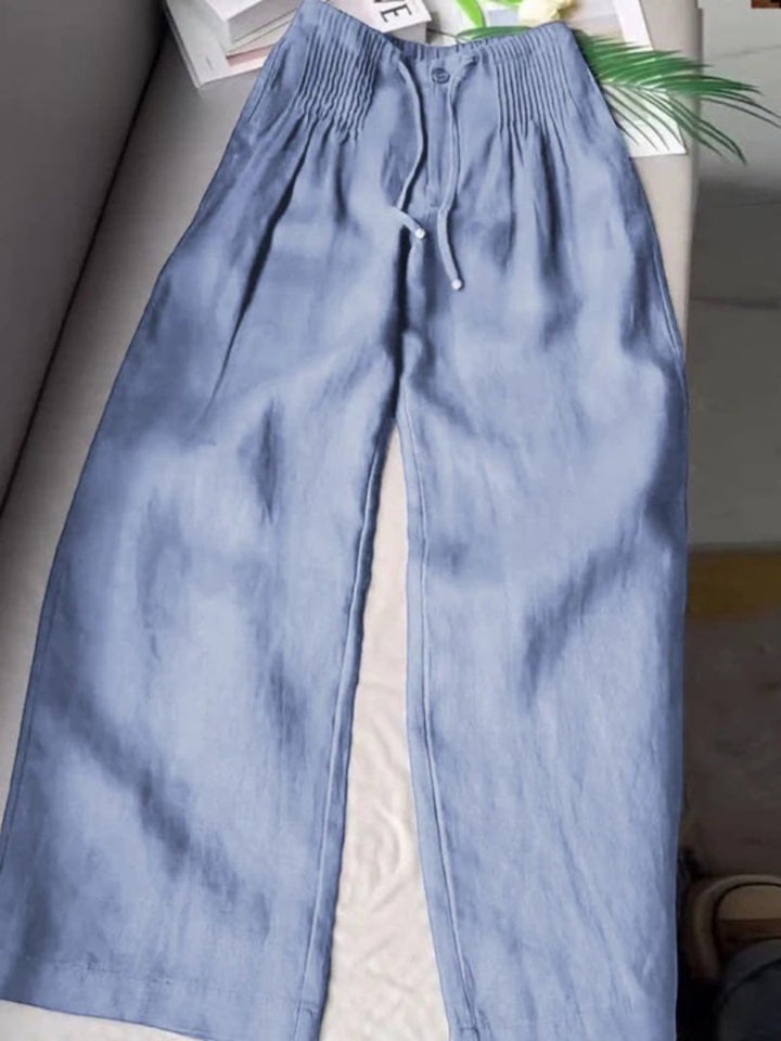 Camille | Wide-Leg Cotton-Linen Pants