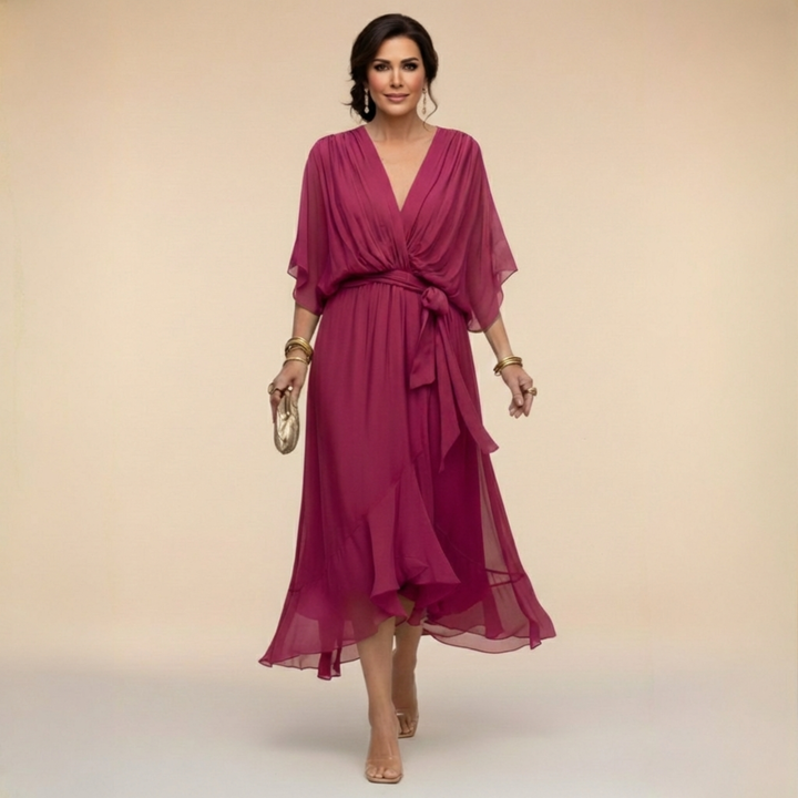 Lerato | Elegant Midi Dress with V-Neck