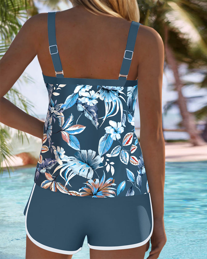 Imke | Sleeveless U-neck Printed Tankini