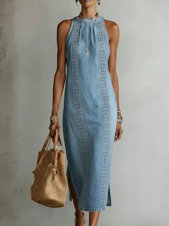 Xoliswa | Soline | Abito in denim con pizzo rétro