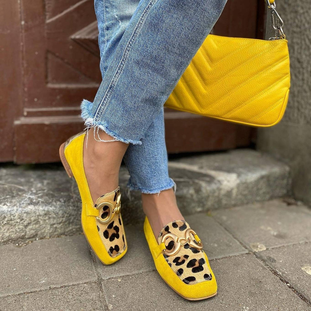 Sonia | Animal Print Slip-Ons with Decorative Buckle