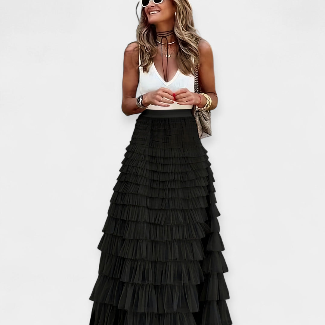 Willow | Boho Skirt with Satin Details