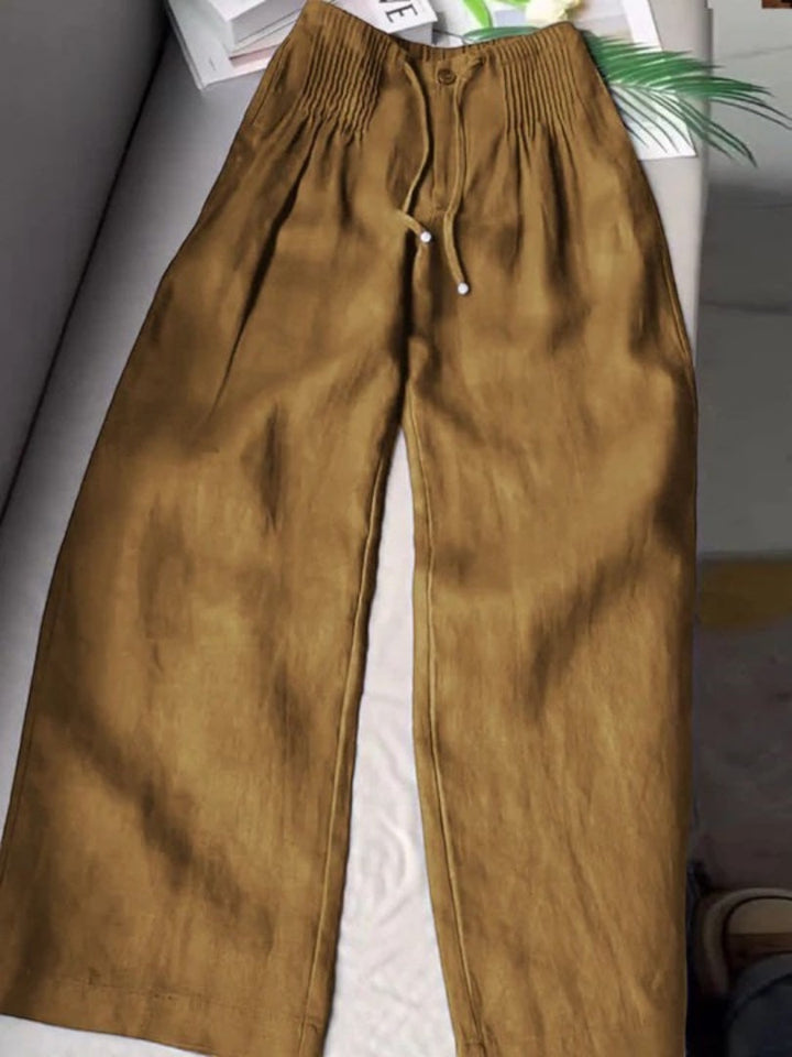 Camille | Wide-Leg Cotton-Linen Pants