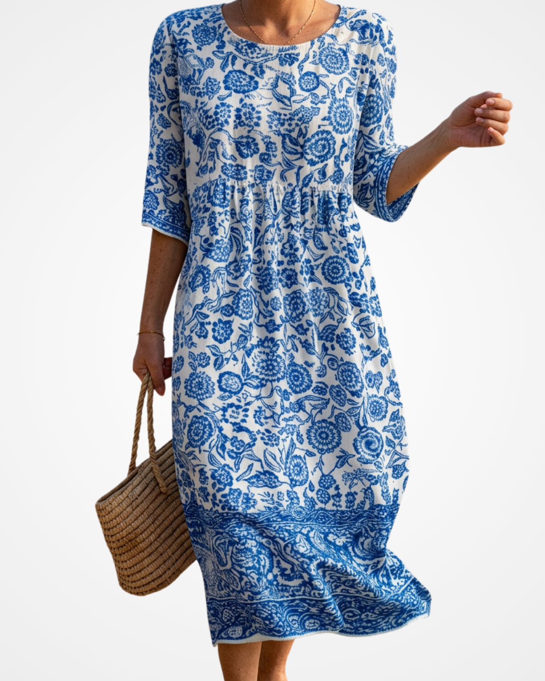 Lesedi | Round Neck Maxi Dress with Embroidery