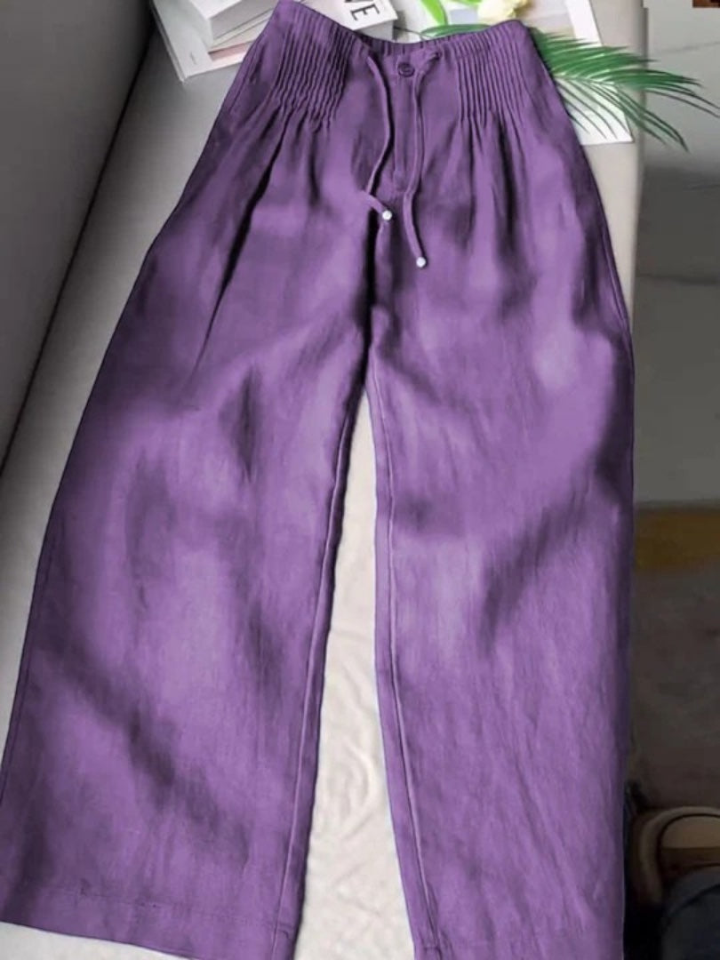 Camille | Wide-Leg Cotton-Linen Pants