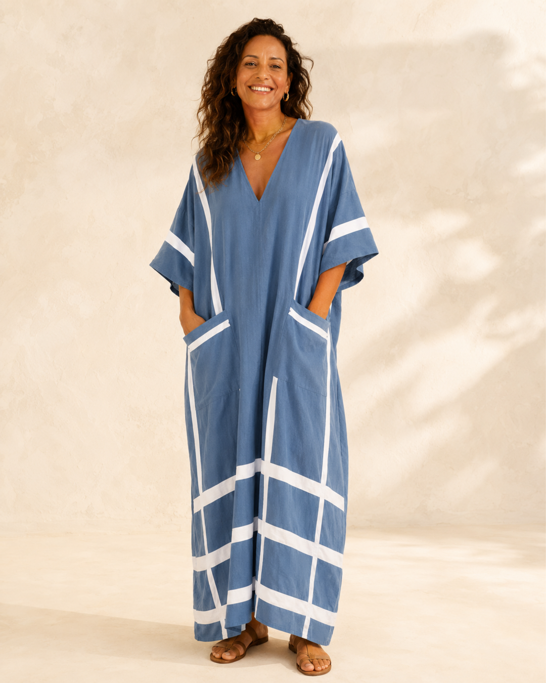 Leila Blue Striped Kaftan