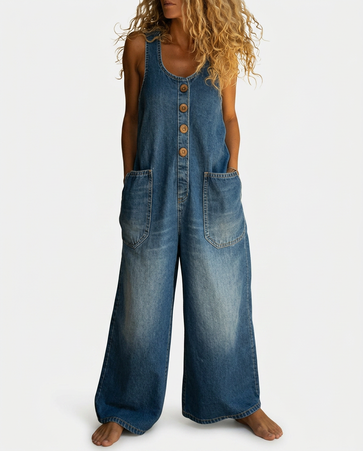 Zintle | Lison | Salopette in denim di cotone lavato vintage
