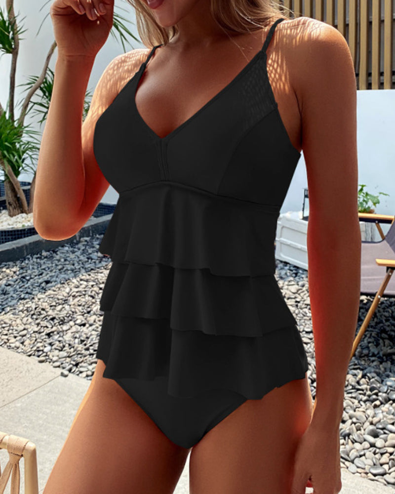 Teresa | Solid Swimsuit with Elegant Ruffles