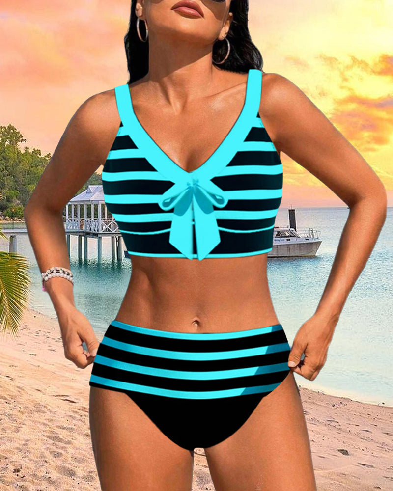 Martina | High-Waisted Striped Bikini