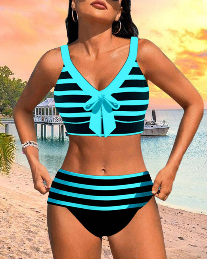 Martina | High-Waisted Striped Bikini