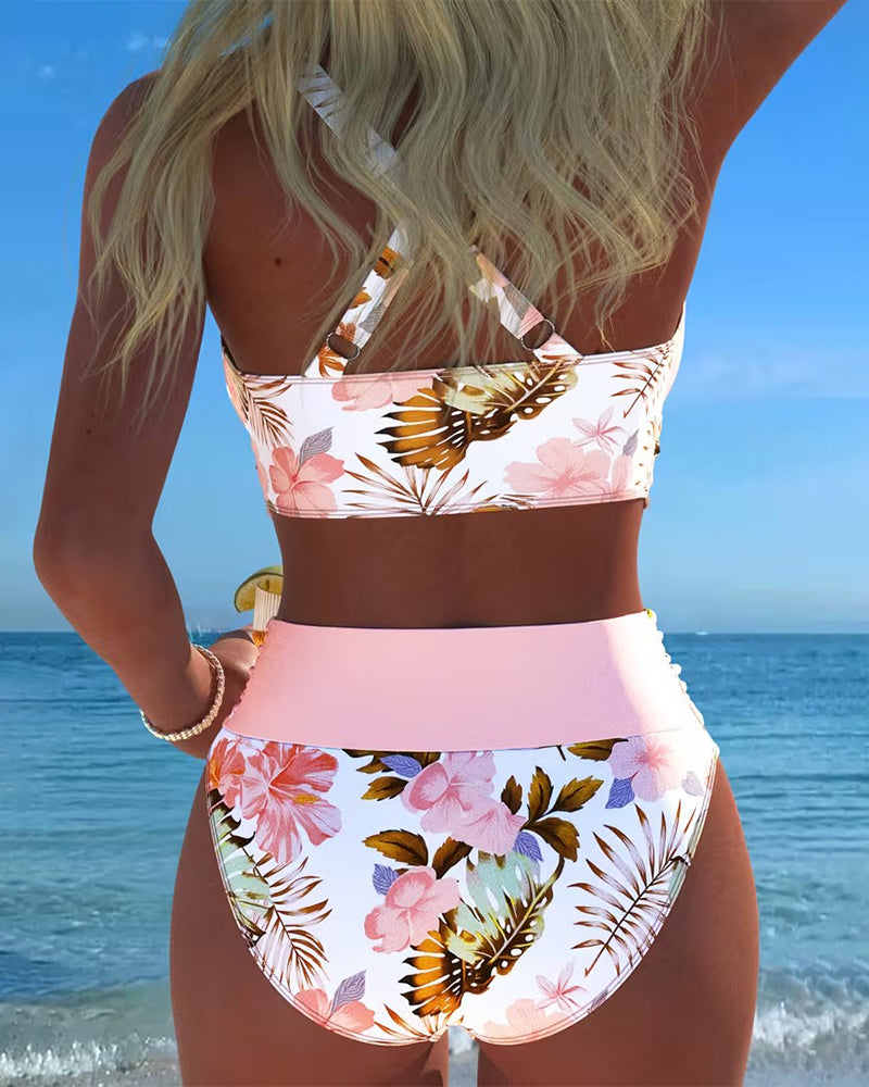 Marta | Contrast Floral Bikini Roos