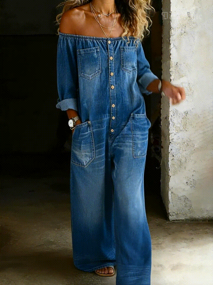 Rethabile | Sidonie | Combinazione in denim con spalle scoperte