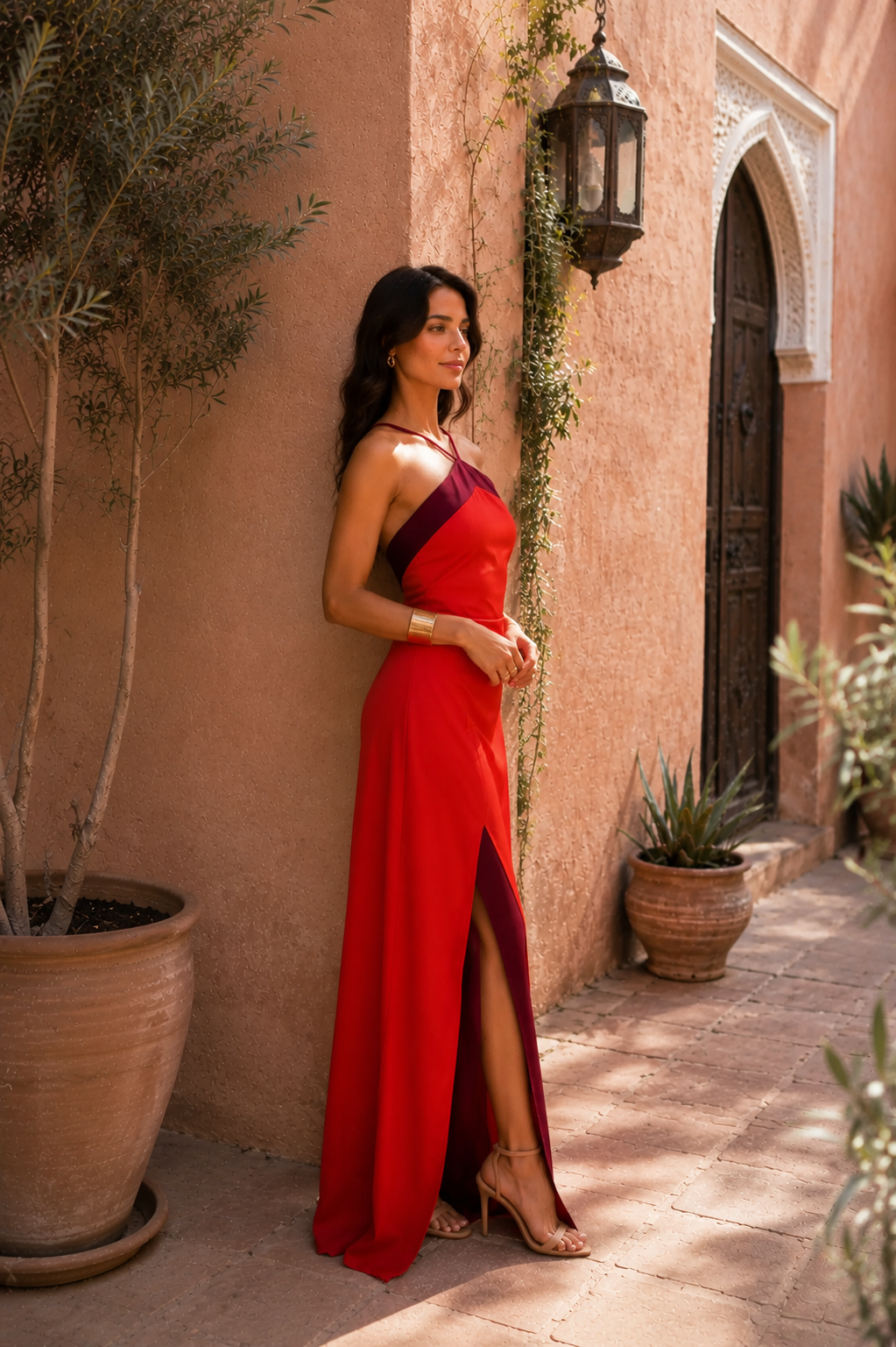 Simone | Long halter dress with slit