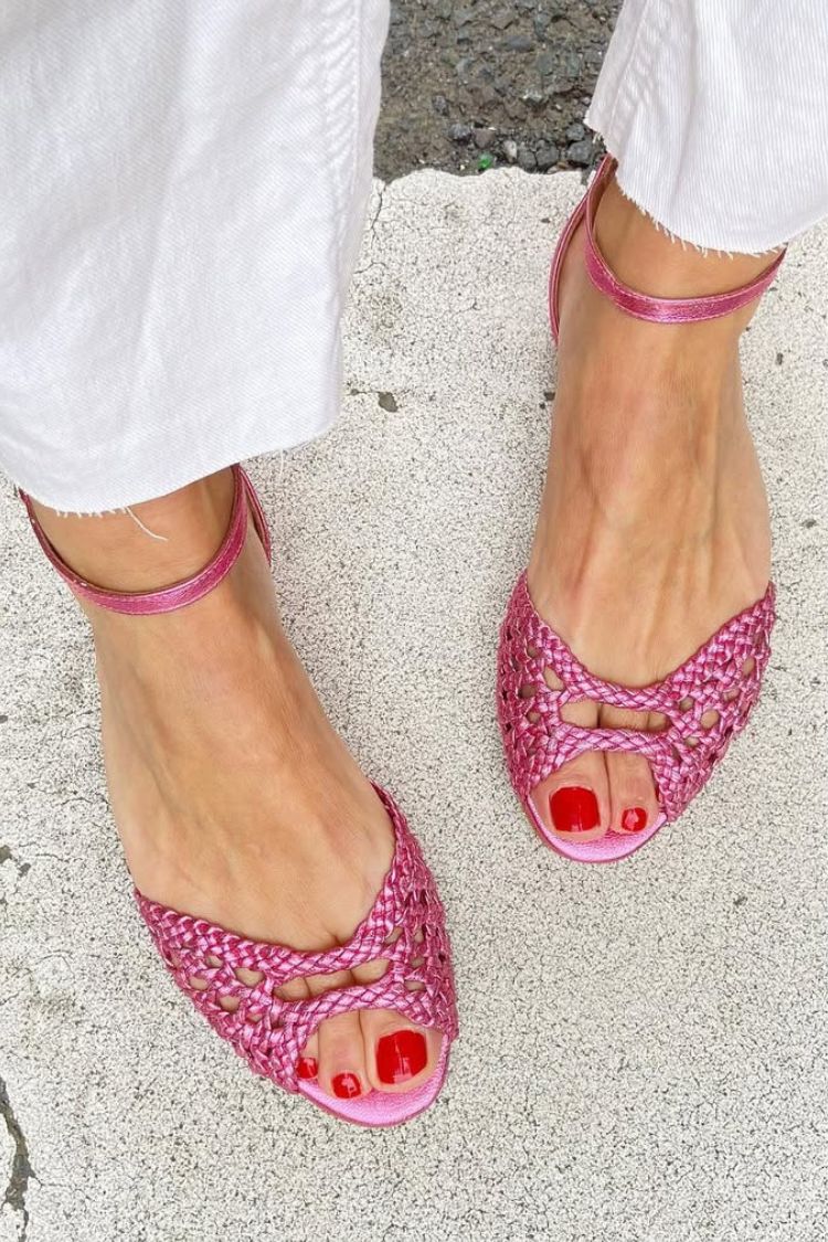 Palesa | Golden Woven Flat Sandals