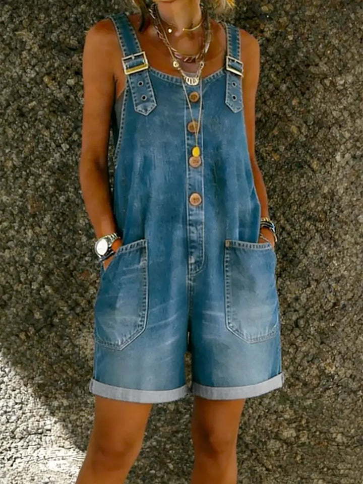 Zoe | Short Denim Jumpsuit with Straps