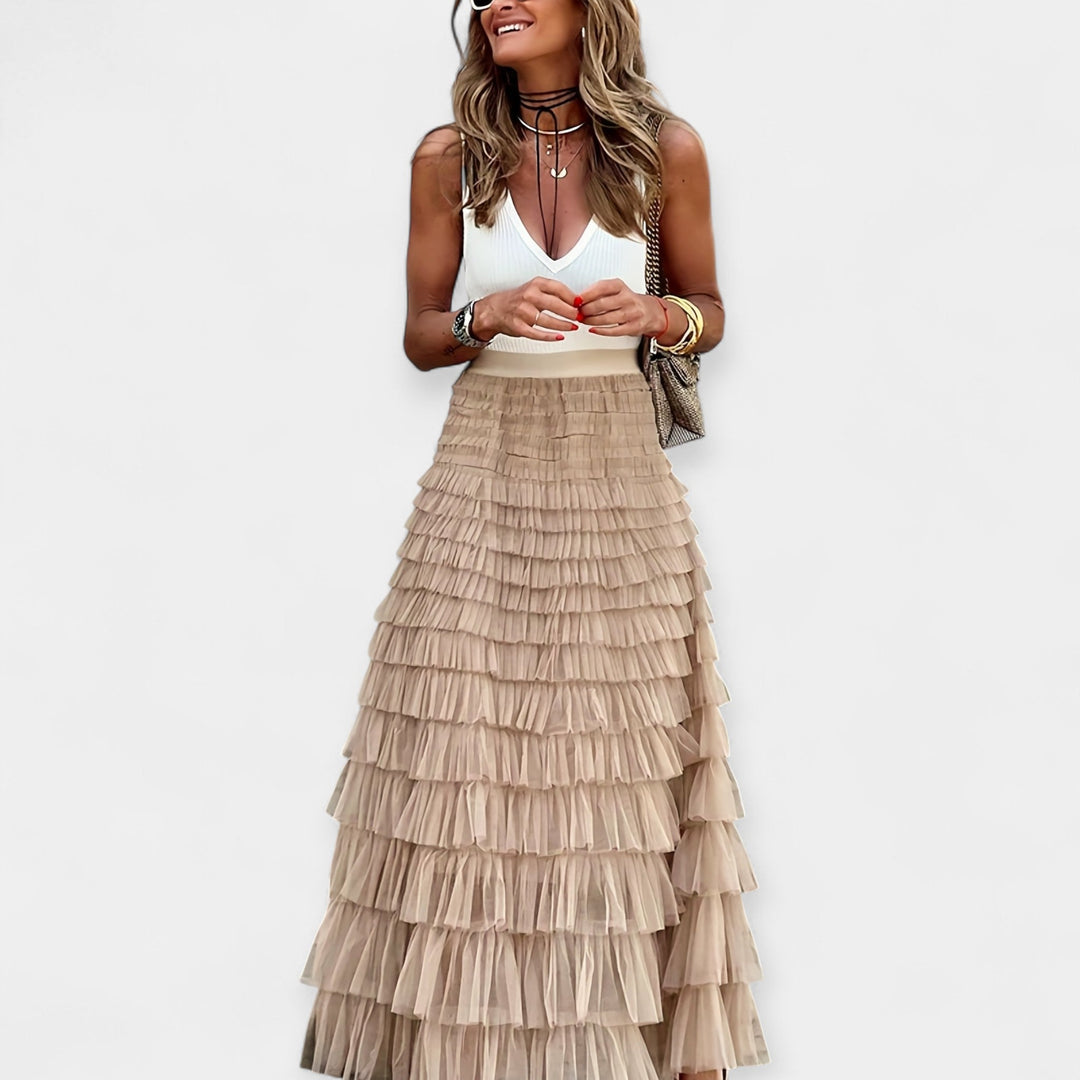 Willow | Boho Skirt with Satin Details