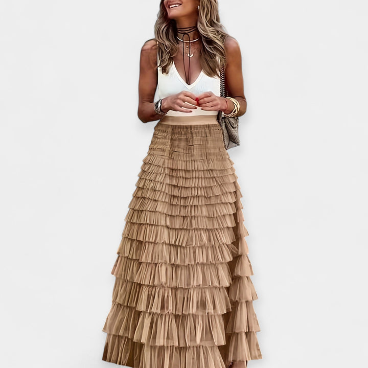 Willow | Boho Skirt with Satin Details