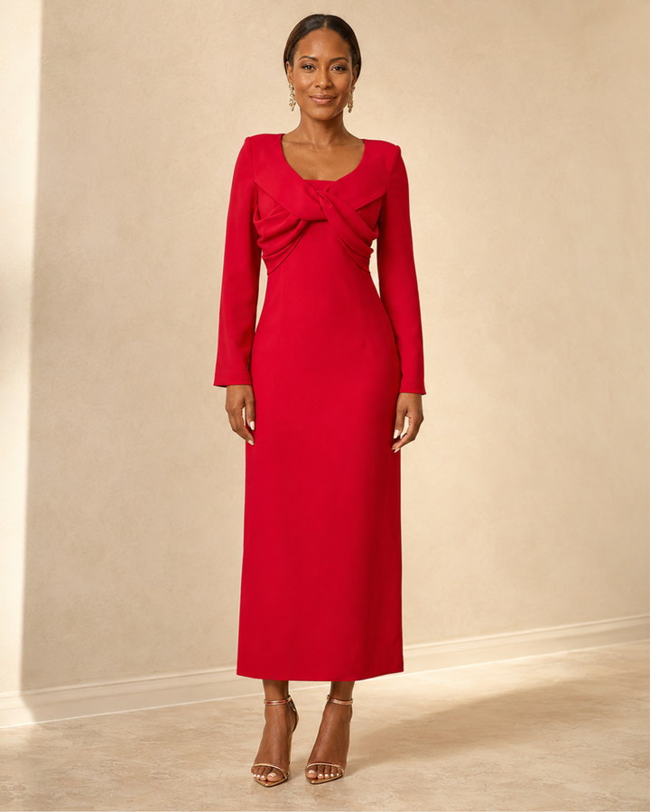Lesedi | Elegant Burgundy Midi Dress