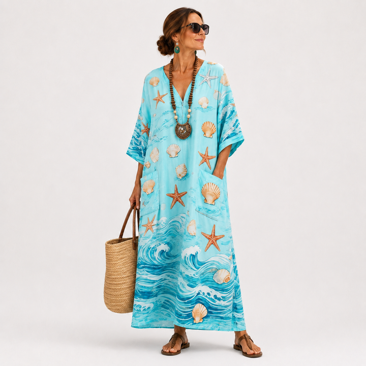 Lucía Turquoise Marine Caftan