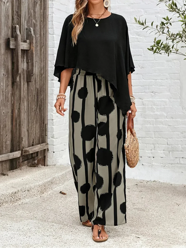 Valeriana | Asymmetrical Top and Boho Pants Set