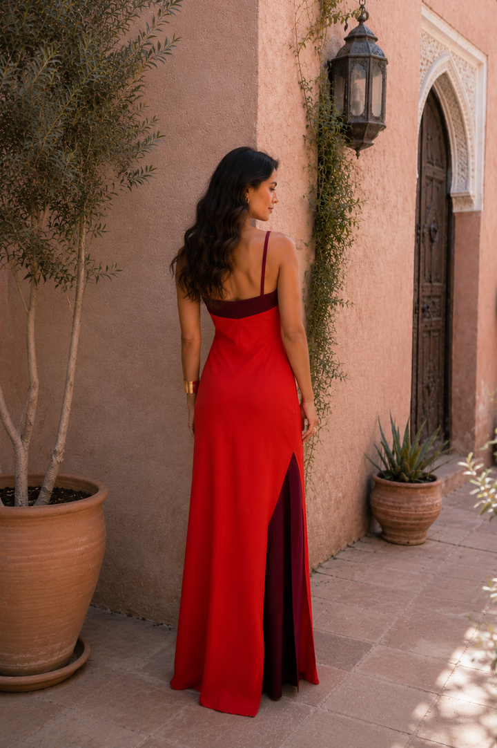 Simone | Long halter dress with slit