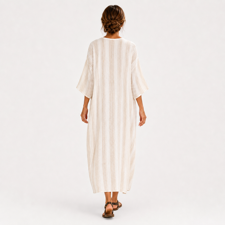 Aisha White Striped Kaftan