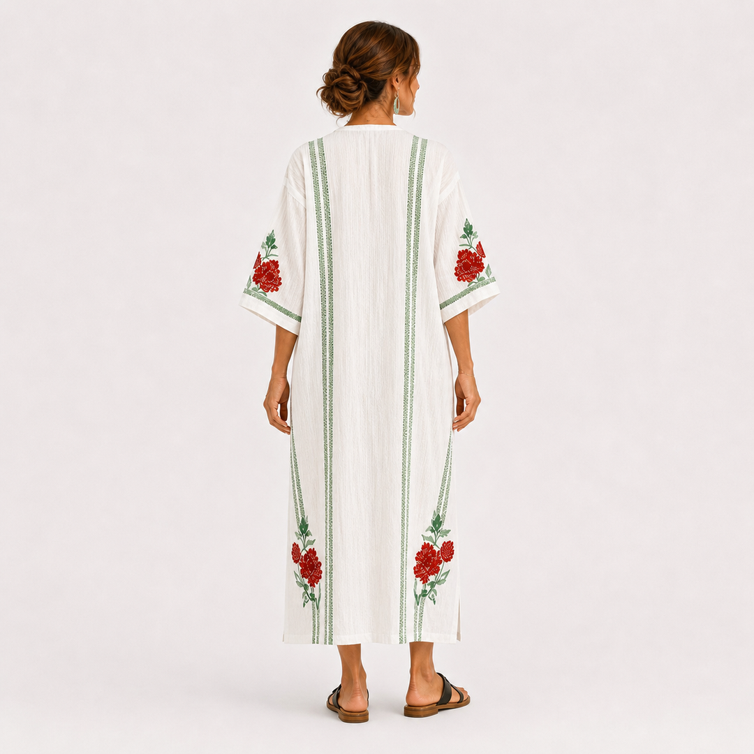 Elena White Roses Caftan