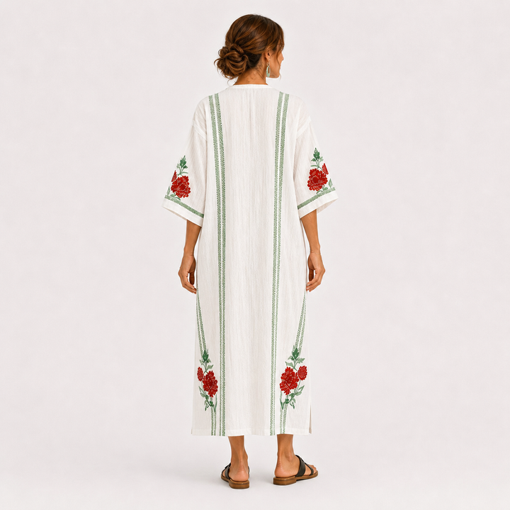Elena White Roses Caftan