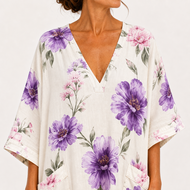 Inés White Floral Kaftan